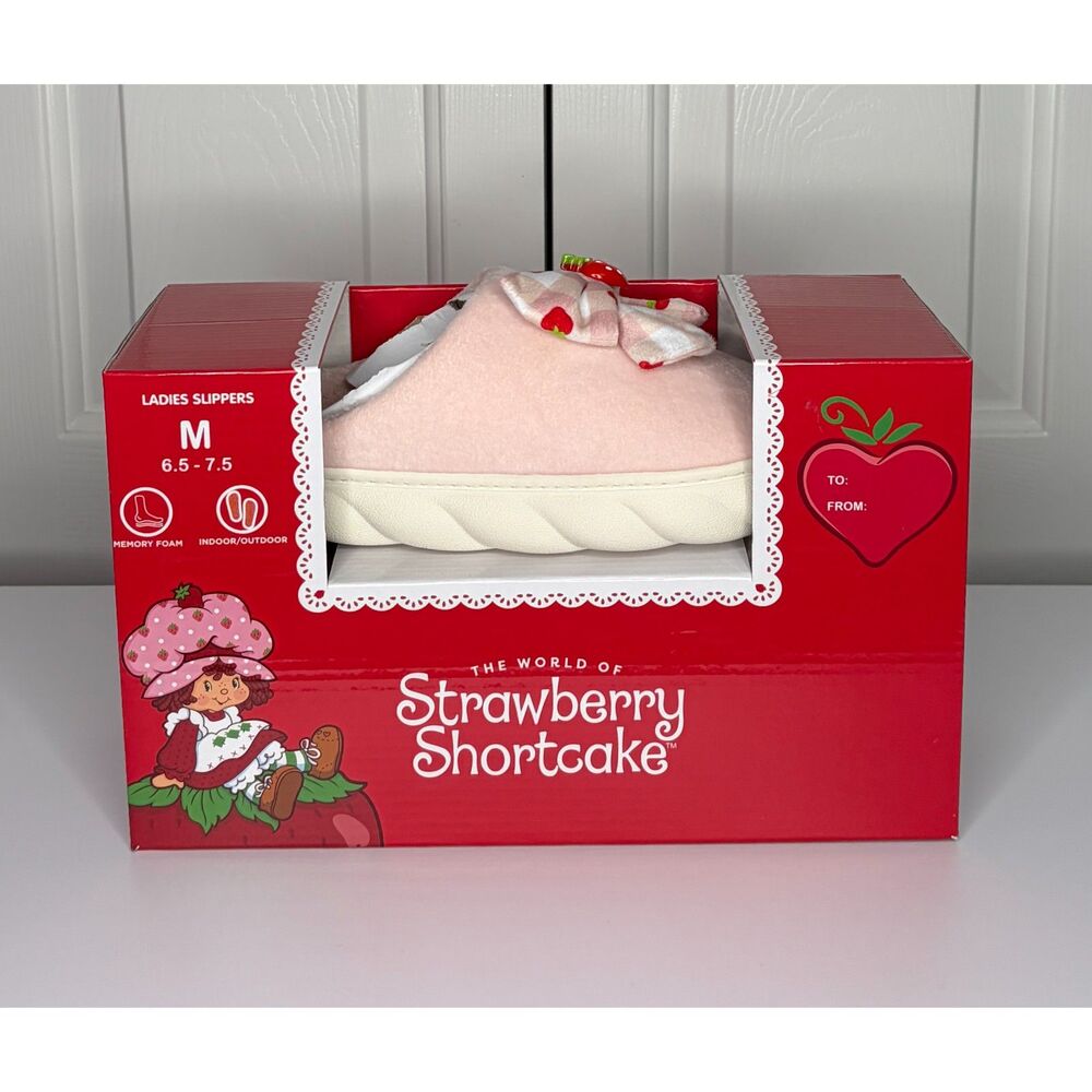 Strawberry Shortcake Ladies Slippers – Memory Foam Sz M (6.5–7.5)